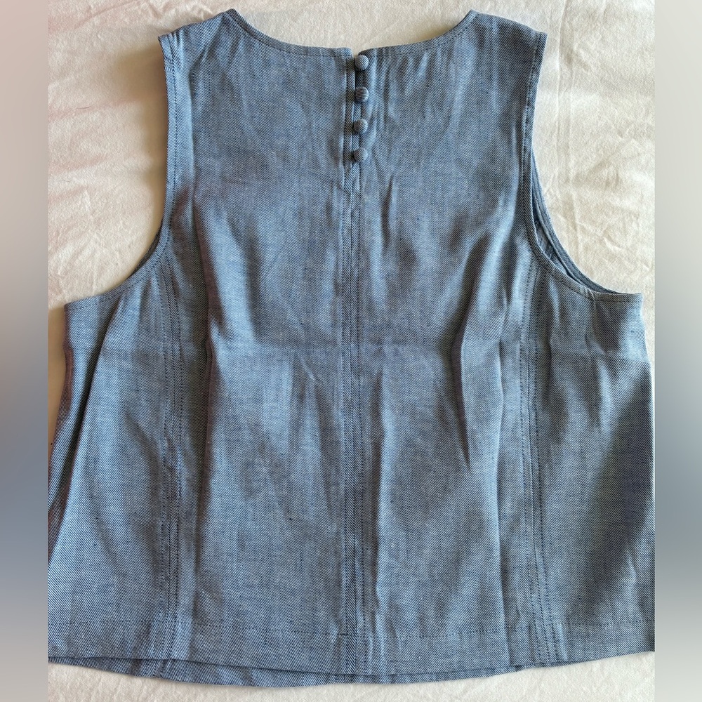 NWOT Banana Republic “Chambray Blue” Sleeveless Linen-Cotton Shell, Size M - Picture 4 of 10